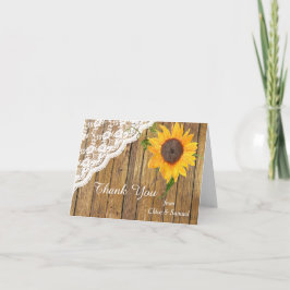 Solrosblomma Snöre Wood Blommigt Bröllop Tack Kort
