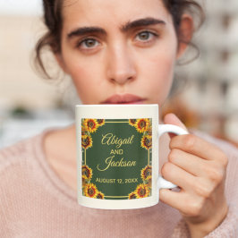 Solrosblomman Bröllop Forest Grönt & Guld Kaffemugg
