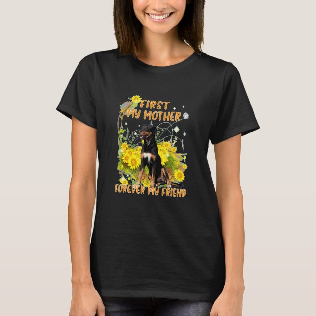 Solrosblomman lycklig Hund Mamma T Shirt (Framsida)
