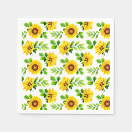 Solrosblomman Mönster Land Födelsedagsfest Pappersservett
