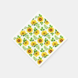 Solrosblomman Mönster Land Födelsedagsfest Pappersservett