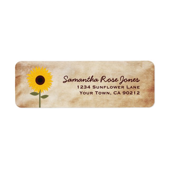 Solrosblomman Papper Anpassningsbar Adress Returadress Etikett (Framsidan)