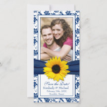 Solrosblommans blåa Blommigt Damask Wedand