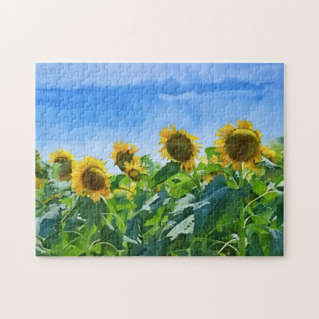 Solrosblommans Blommigt Blommans Vild Fält Art Puz Pussel (Horisontell)