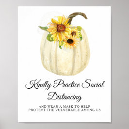 Solrosblommans Blommigt Pumpkin Social Avstånd Poster