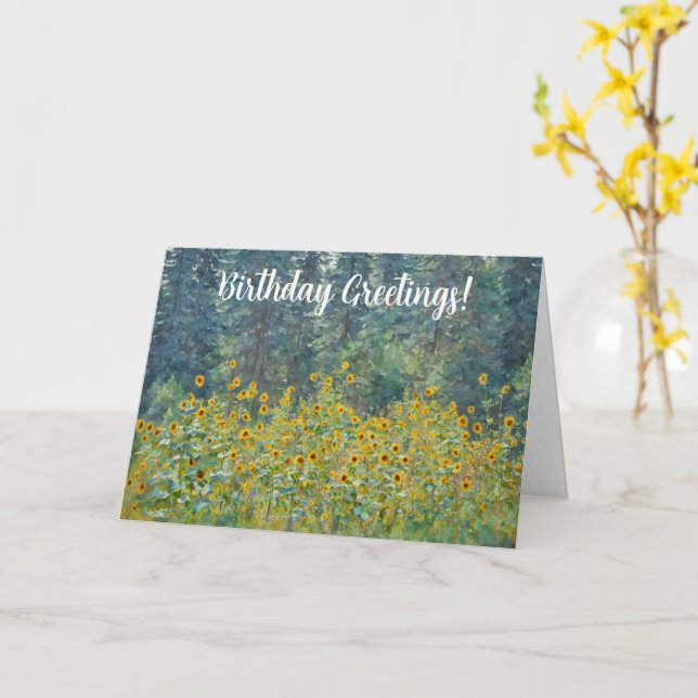 Solrosblommans blomsterande Vild Art Birthday Card Kort (Gul blomma)