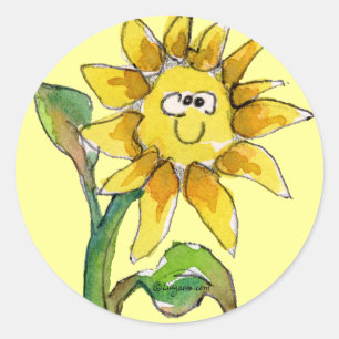 Solrosblommans Clipart Sticker 9 Runt Klistermärke