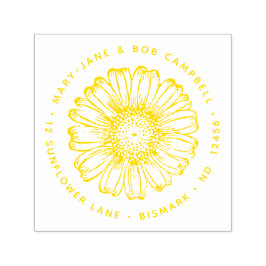 Solrosblommans Returadress Blommans Blommigt Botan Självfärgande Stämpel