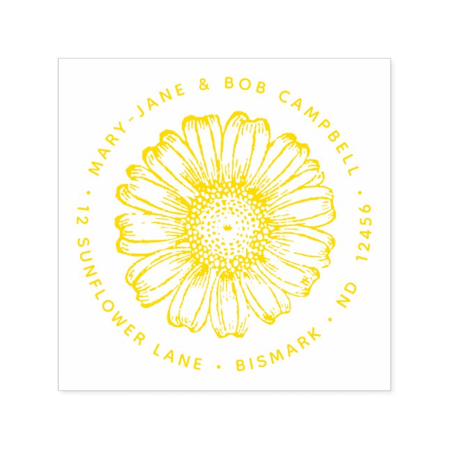 Solrosblommans Returadress Blommans Blommigt Botan Självfärgande Stämpel (Design)