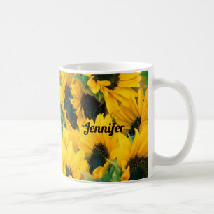 Solrosblommans vackra Anpassningsbar Fält Blommor Kaffemugg