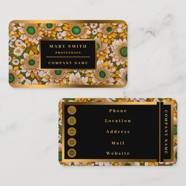 Solrosblommans vackra populära samling visitkort (Fram/baksida)