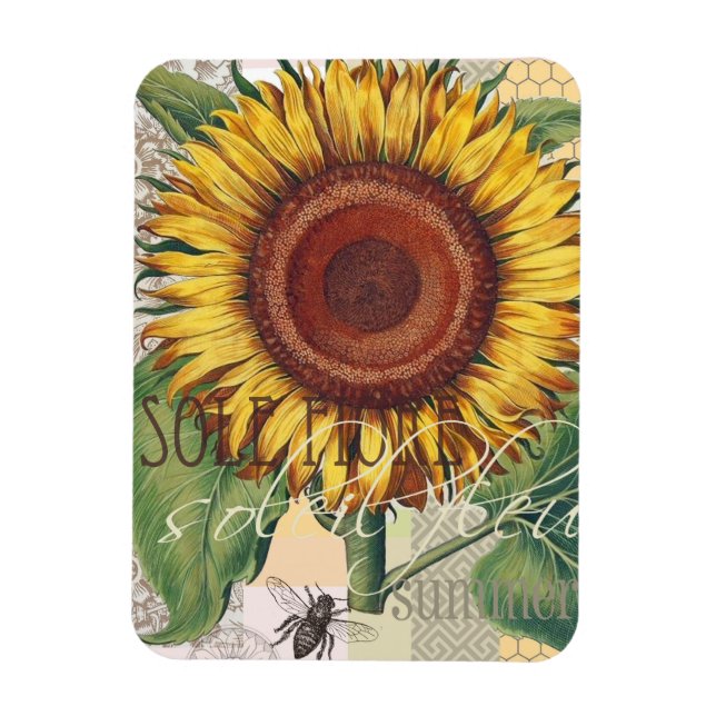 Solrosblommans Vintage Skål blomning Magnet (Vertikal)