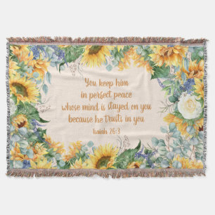 SolrosBlommigt Bible Verse Behålla Perfekt Peace Filt