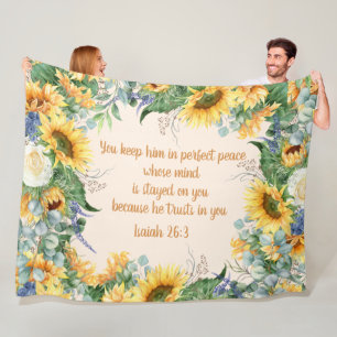 SolrosBlommigt Bible Verse Behålla Perfekt Peace Fleecefilt