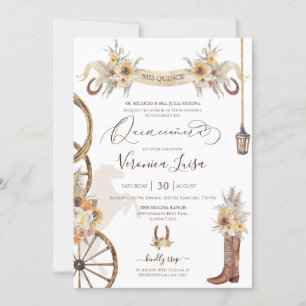 SolrosBlommigt Boho Charro Quinceanera Rustic Inbjudningar