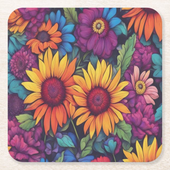 SolrosBlommigt nr 212 - Underlägg Papper Kvadrat (Framsidan)