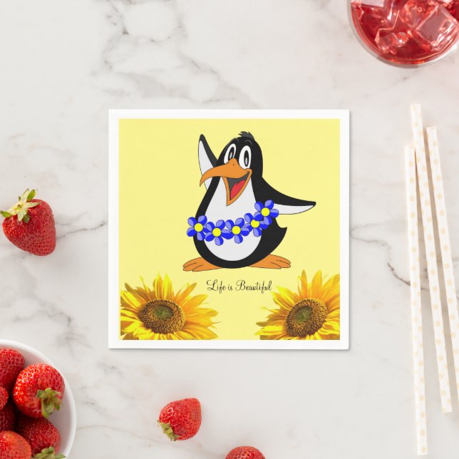 SolrosBlommigt Penguin Papper Napkins Pappersservett (Insitu)