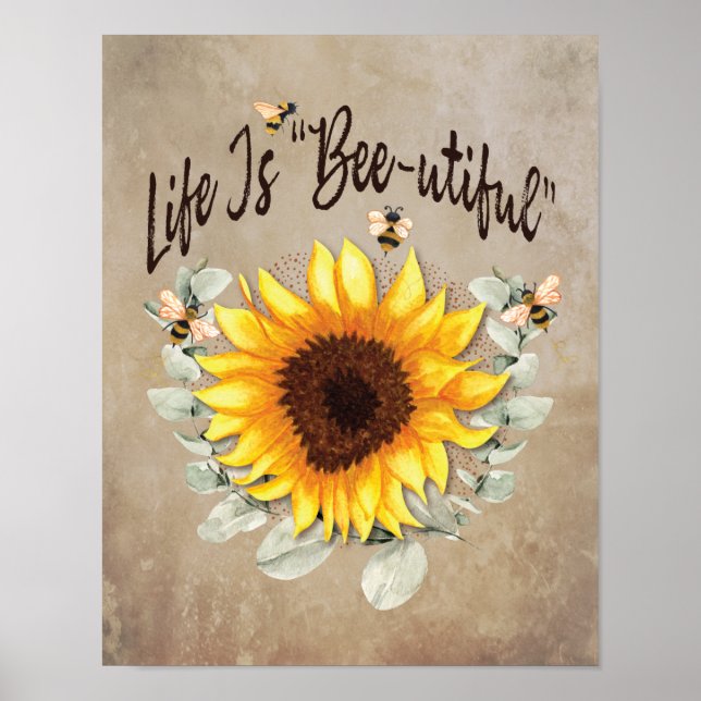 SolrosBlommigten Greenery Bee Inspirational Poster (Framsidan)