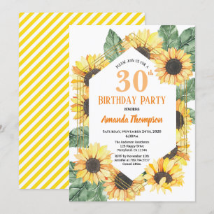 Solrosblommor 30års födelsedag Party Firande Inbjudningar