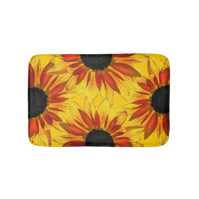 Solrosblommor Abstrakt Flower Bath Mats Badrumsmatta (Framsidan)