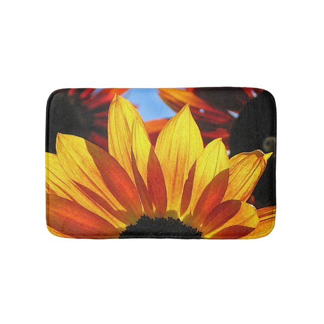 Solrosblommor Abstrakt Flower Bath Mats Badrumsmatta (Framsidan)