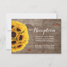 Solrosblommor Barn Wood Rustic Wedding Reception Inbjudningar