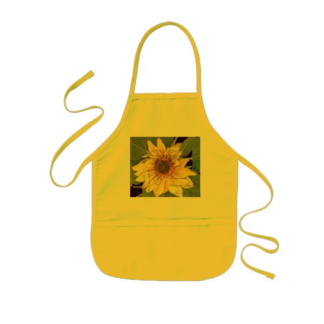 Solrosblommor Blommans Fransk Ephemera Apron Barnförkläde (Framsidan)