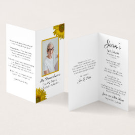 Solrosblommor Blommar Funeral Memorial Prayer Visitkort