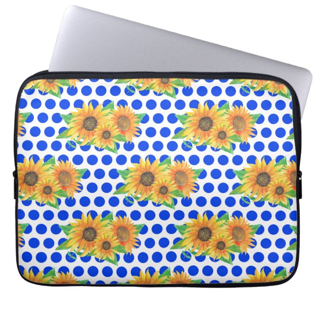 Solrosblommor Blommigt Embroidery Laptop Fodral (Framsidan)
