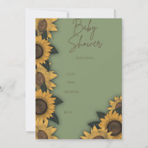 Solrosblommor Bloom Baby Shower Inbjudan