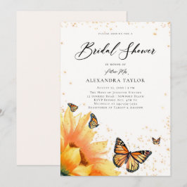 Solrosblommor Butterflies Guld Rustic Möhippa Inbjudningar
