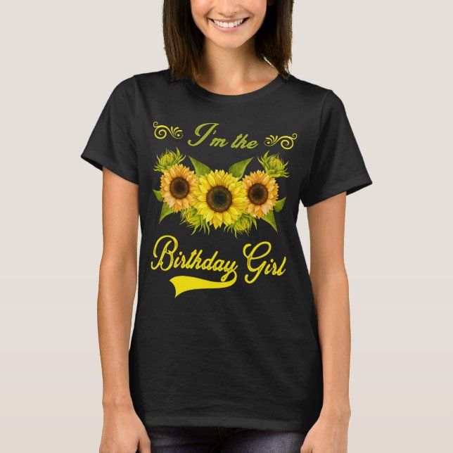 Solrosblommor, dagstidningar Girls Cute Flowers T Shirt (Framsida)