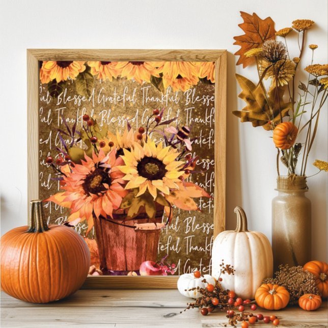 Solrosblommor, färgad Thanksgiving Poster (Skapare uppladdad)