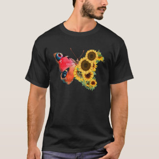 Solrosblommor, fjärilar, kvinnor flickor som frest t shirt