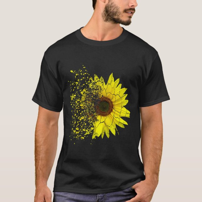 Solrosblommor Garden Decay Stänk Blooming T Shirt (Framsida)