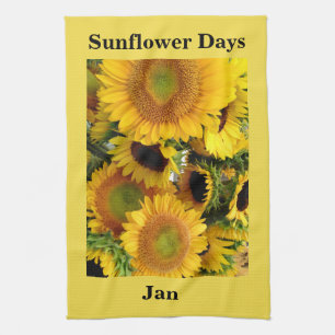 Solrosblommor Gult DITT NAMN PHRASE-GRUPP Kökshandduk