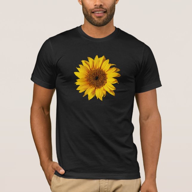 Solrosblommor Gult på svart - Anpassade Sol-blommo T-shirt (Framsida)