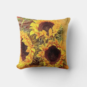 ’Solrosblommor - höstblommor 2’ fall Kudde