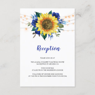 Solrosblommor Ljus Blue Blommigt Wedding Reception Tilläggskort