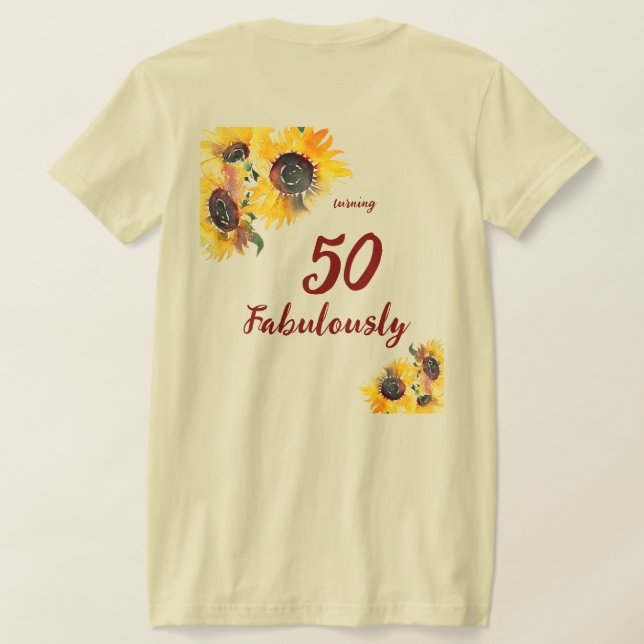 Solrosblommor, ljusa vattenfärger 50 t shirt (Laydown Baksida)
