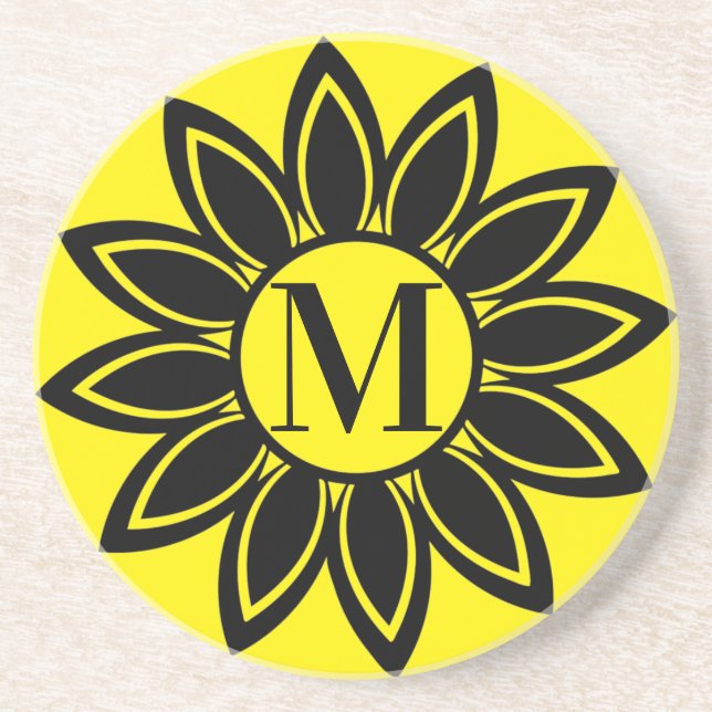 Solrosblommor, monogram, sandsten Underlägg (Framsidan)
