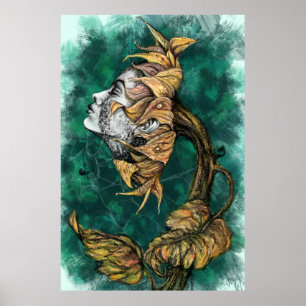 Solrosblommor - Surrealism Poster konst - målning