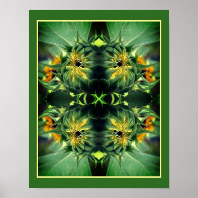 Solrosblommor uppfälld Spegel Abstrakt Poster (Framsidan)
