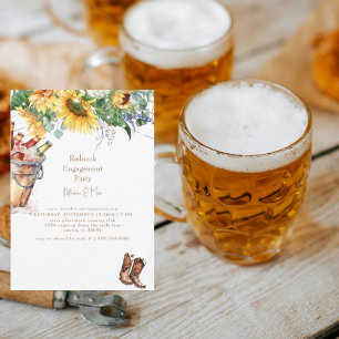 Solrosbonde Boots Bucket Beer Förlovning Inbjudningar
