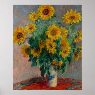 Solrosbukett av Claude Monet Poster
