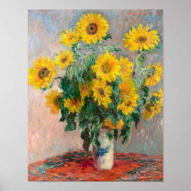 Solrosbukett av Claude Monet Poster (Framsidan)