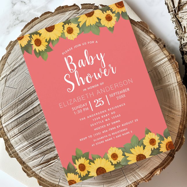 Solrosburk i Vår Girl Baby Shower Inbjudningar (Skapare uppladdad)