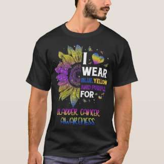 Solroscancer I Bära Bladder Cancer för blå Gult Li T Shirt