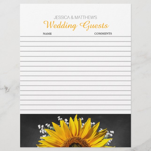 Solroschalkboard Bröllop Guestbook Papper (Framsida)