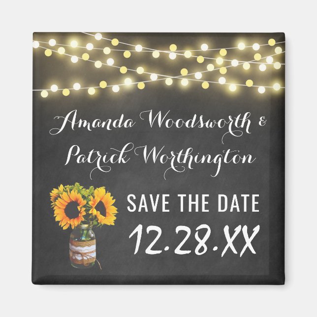 Solroschalkboard Land Rustic Save Date Magnet (Framsidan)